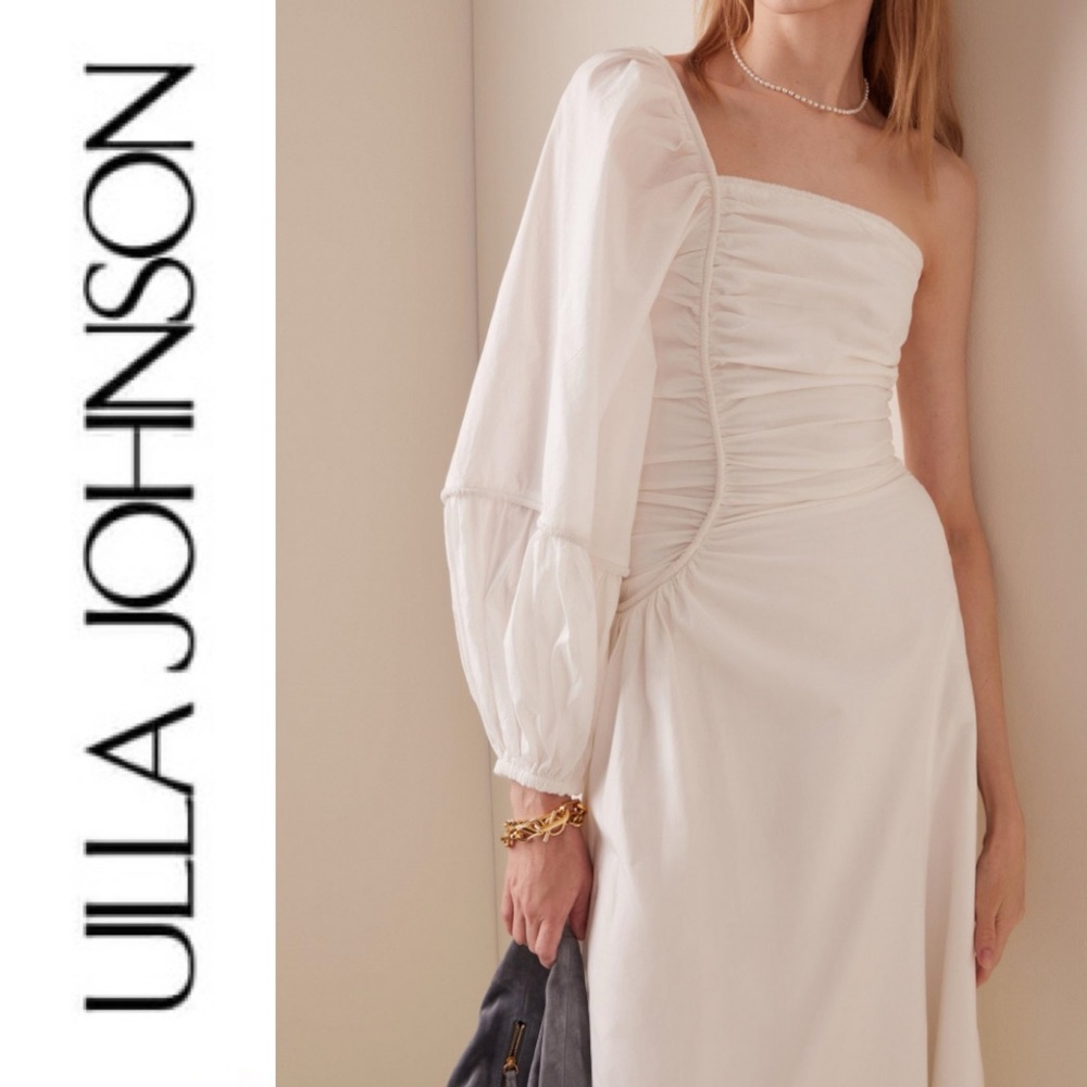 NWT Ulla Johnson Fiorella One-Shoulder Pintuck Midi Dress